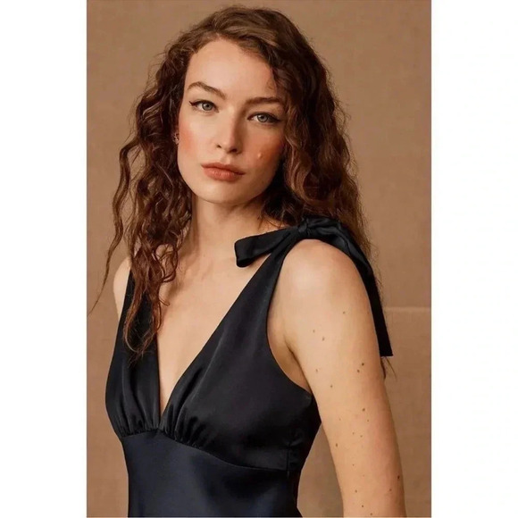 NWT Sachin & Babi Hudson Satin Midi Dress Cocktail in Navy Blue Anthropologie - Picture 13 of 13